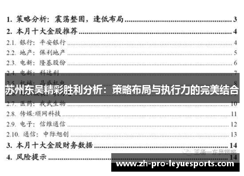 苏州东吴精彩胜利分析：策略布局与执行力的完美结合